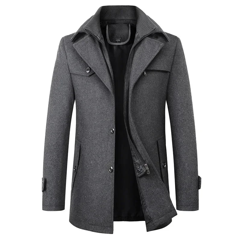 Giles – Manteau Homme en Laine Mélangée à Double Col