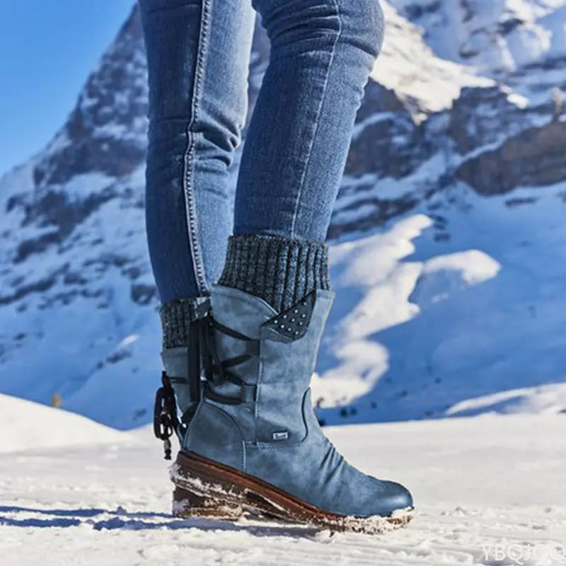 Anna – Bottines Rétro Tricotées pour Femmes avec Fermeture Éclair Latérale