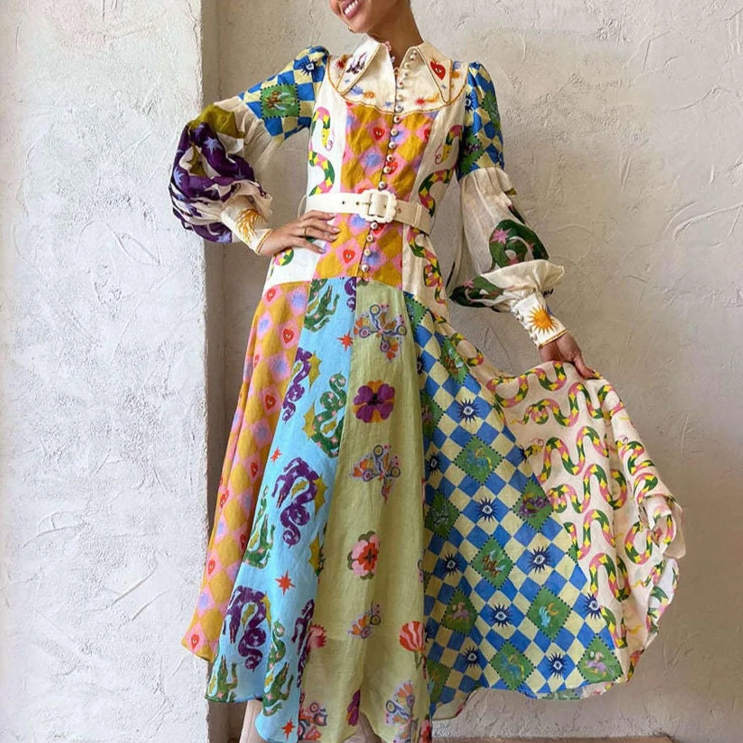 Julia – Robe Maxi Bohème à Boutons