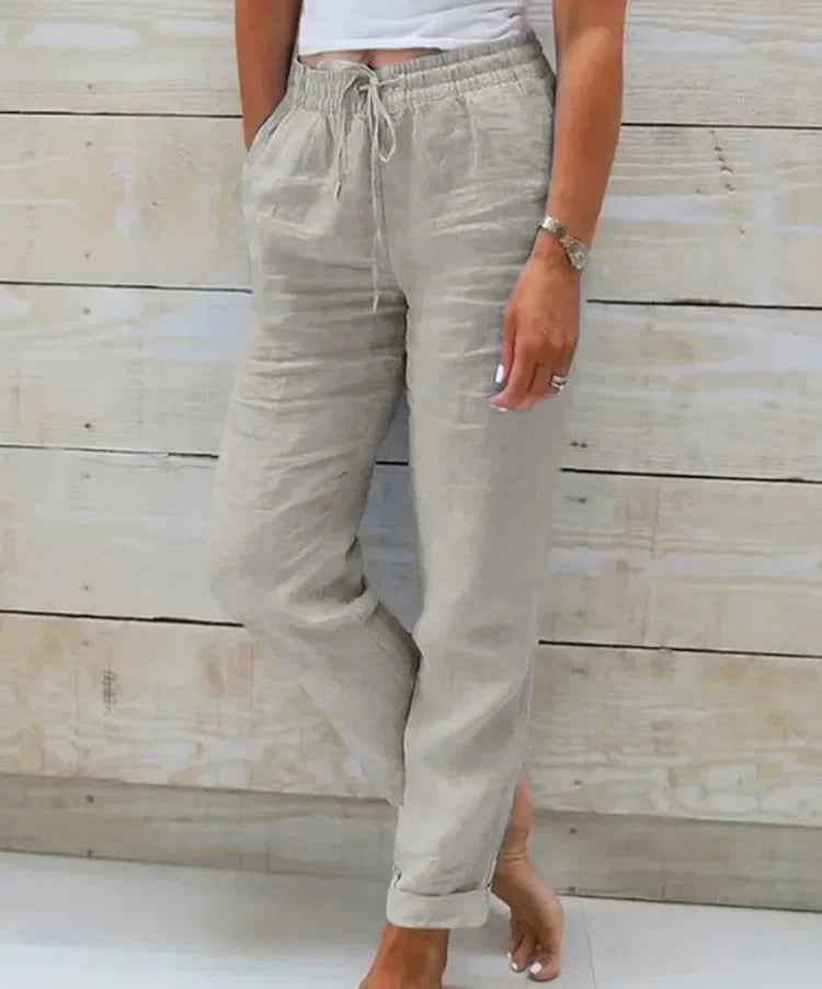 Jessie – Pantalon en Coton-Taille Haute d'Été pour Femmes