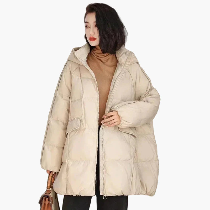 Manteau doudoune oversize à capuche pour femme, style urbain décontracté, idéal hiver