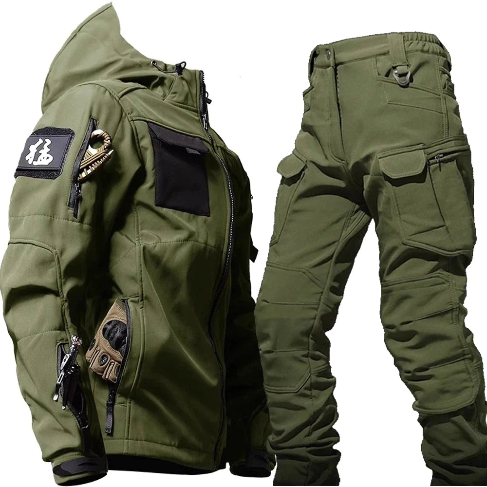 Ensemble Veste et Pantalon Tactique Doublé en Polaire - Résistant aux Intempéries
