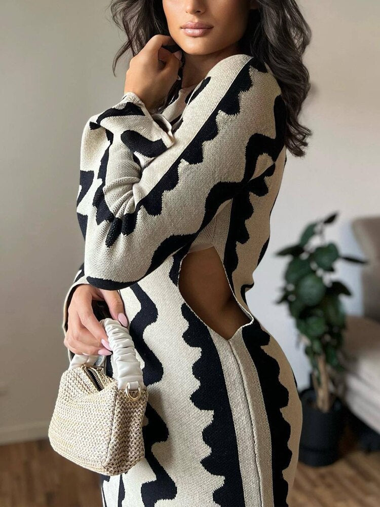 Juliette - Robe Longue en Maille à Manches Longues