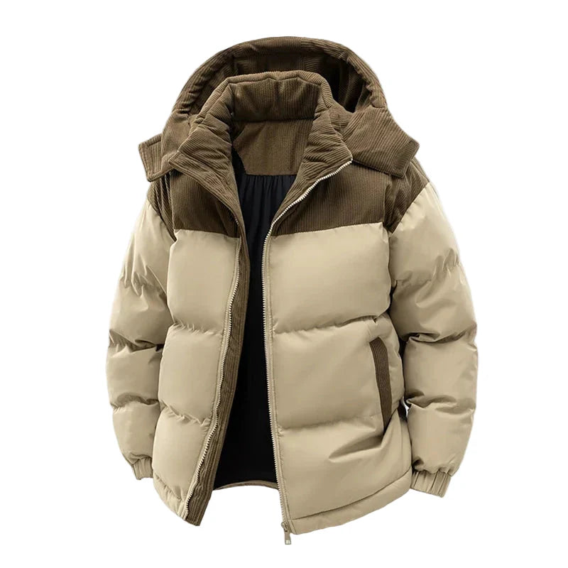 Doudoune épaisse à capuche style urbain pour homme – Veste chaude d’hiver décontractée