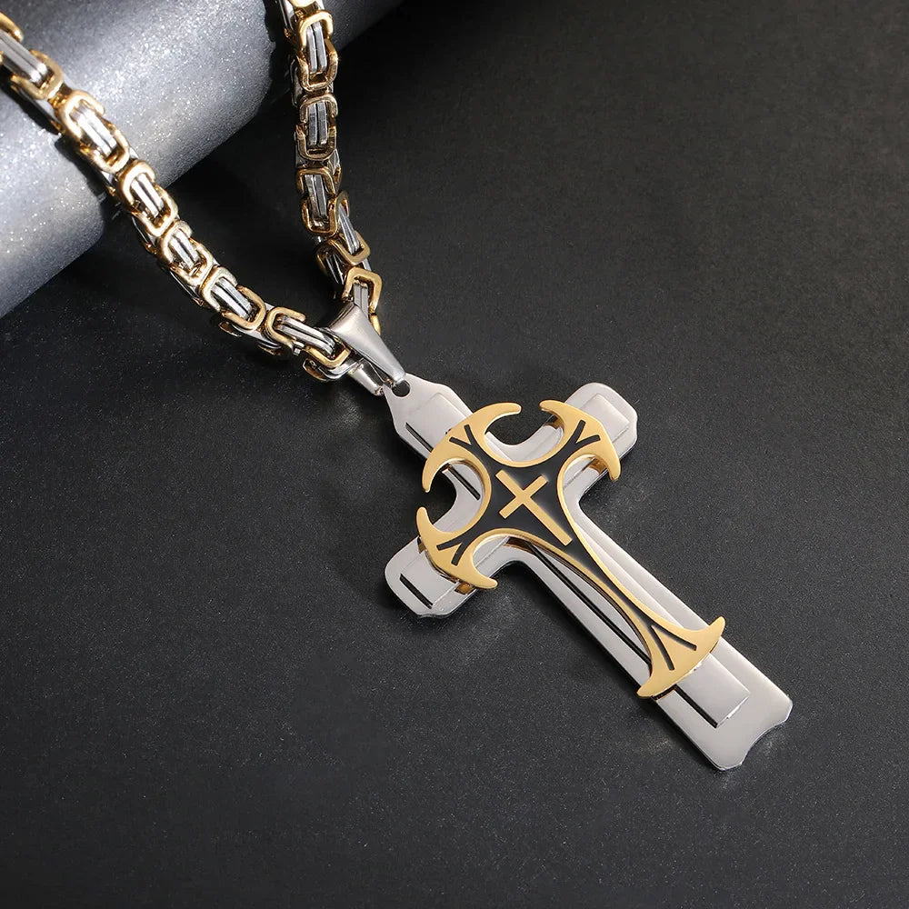 Adrian – Pendentif Croix Byzantine en Or pour Hommes