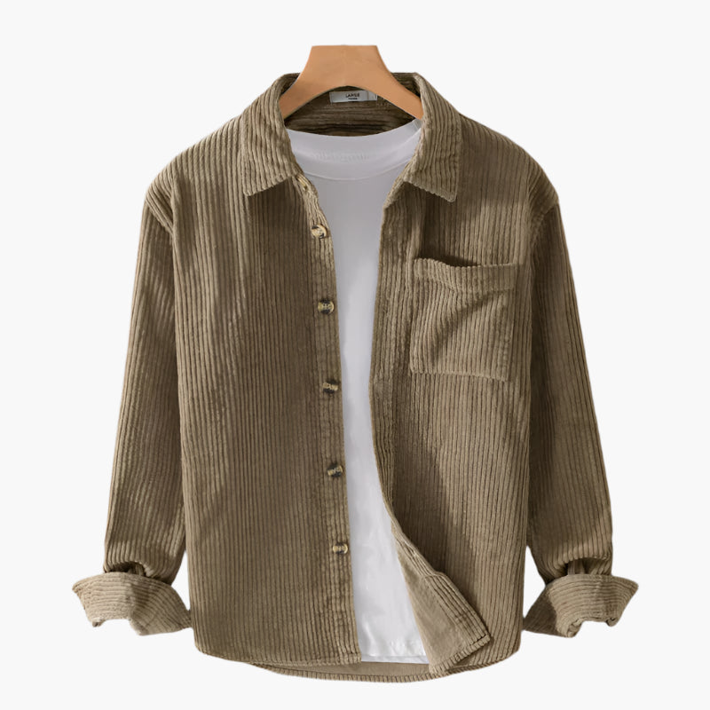 Chemise en velours côtelé style décontracté pour homme – idéale pour le quotidien et les loisirs