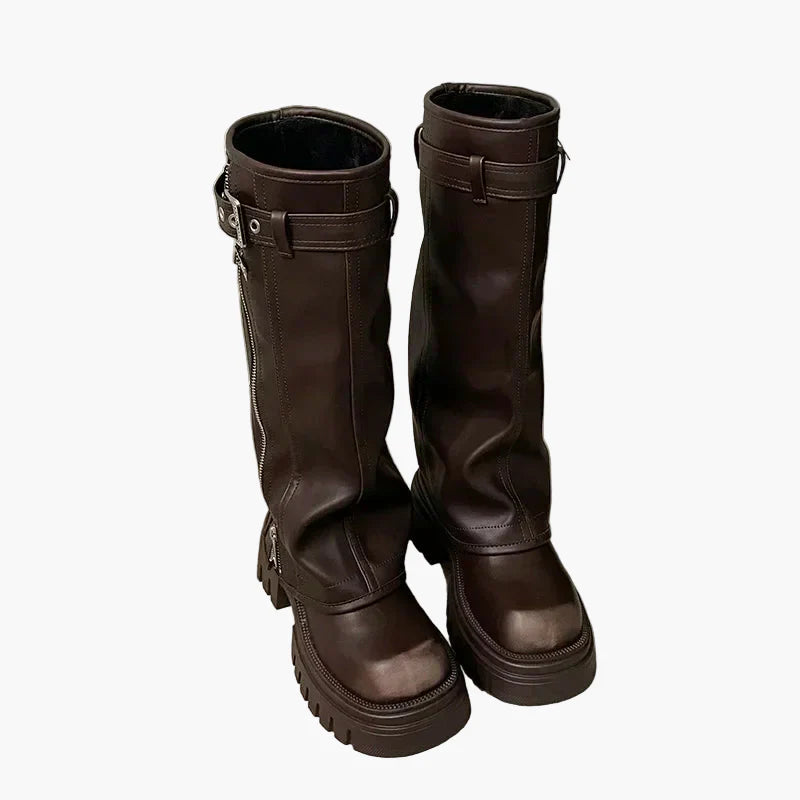 Bottes hautes plateforme style urbain pour femme – Look tendance et audacieux