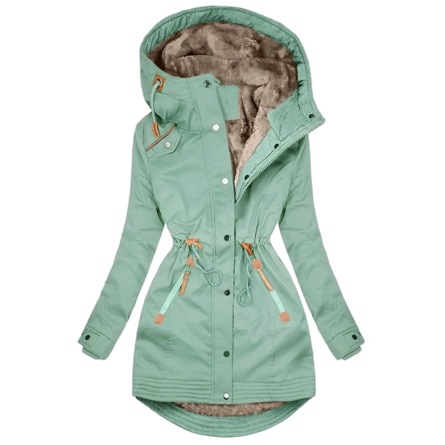 Veste imperméable femme à capuche style trench, doublure chaude, coupe longue tendance, manteau coupe-vent urbain