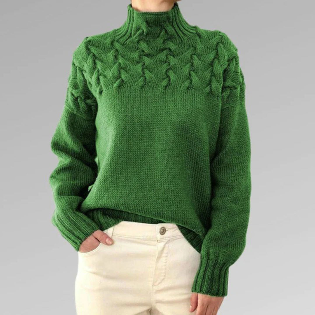 Pull à col montant torsadé pour femme – Style hivernal élégant et confortable