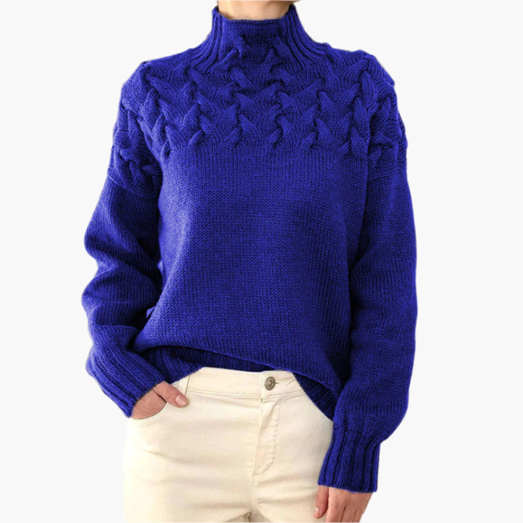 Pull à col montant torsadé pour femme – Style hivernal élégant et confortable