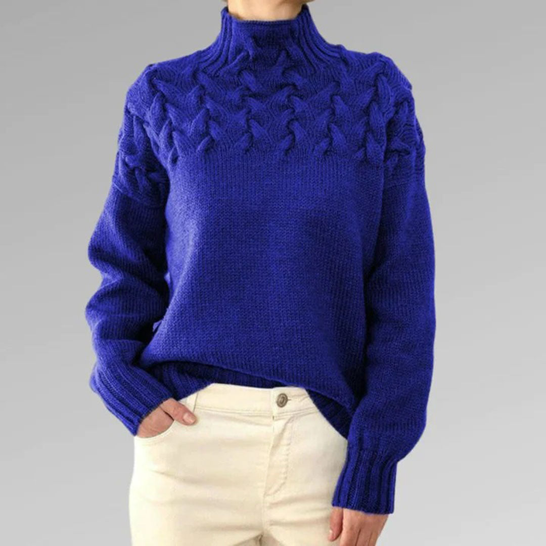 Pull à col montant torsadé pour femme – Style hivernal élégant et confortable