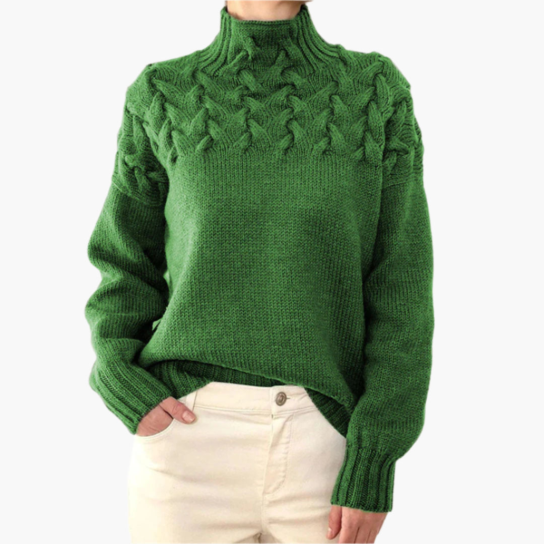 Pull à col montant torsadé pour femme – Style hivernal élégant et confortable