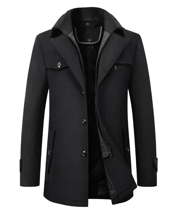 Giles – Manteau Homme en Laine Mélangée à Double Col