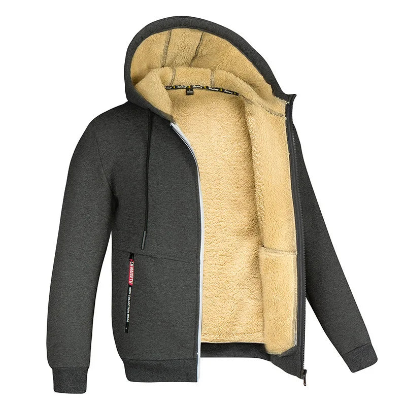 Derek – Sweat à Capuche Zippé Doublé Sherpa pour Homme