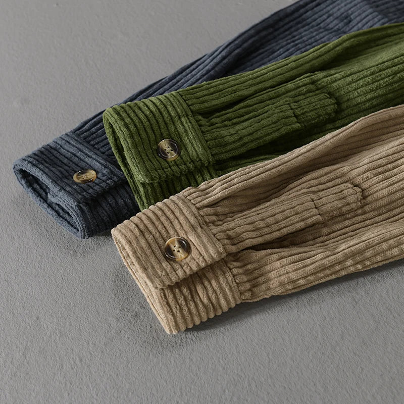 Chemise en velours côtelé style décontracté pour homme – idéale pour le quotidien et les loisirs