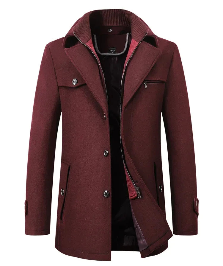 Giles – Manteau Homme en Laine Mélangée à Double Col