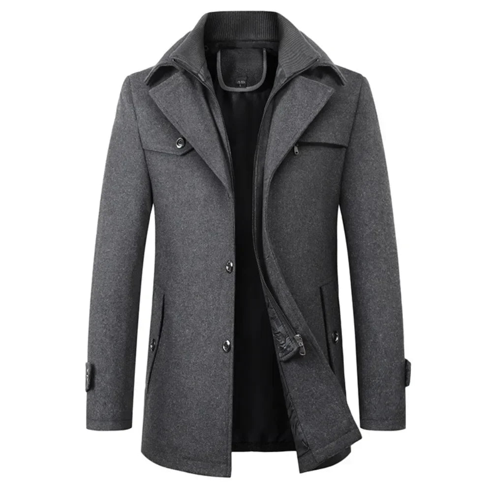Giles – Manteau Homme en Laine Mélangée à Double Col