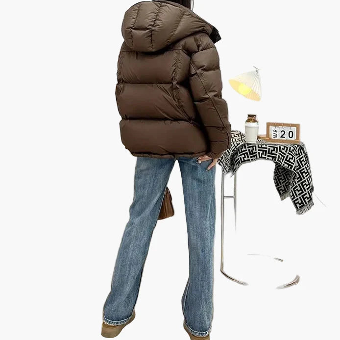 Doudoune épaisse femme style urbain avec capuche pour hiver – veste chaude décontractée