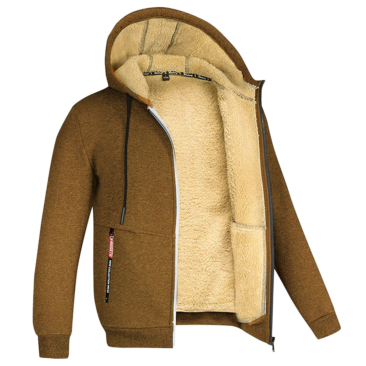 Derek – Sweat à Capuche Zippé Doublé Sherpa pour Homme