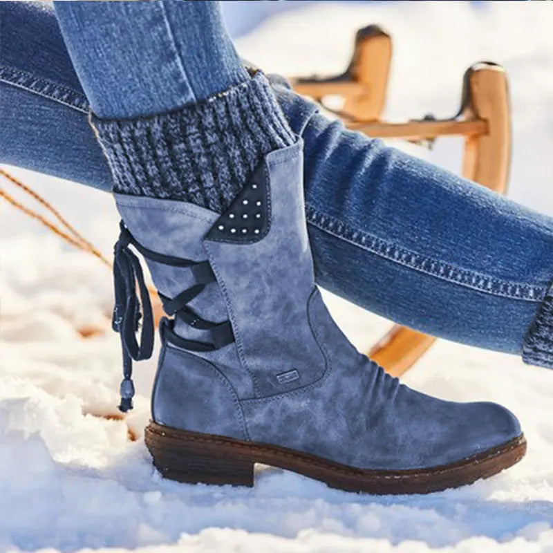 Anna – Bottines Rétro Tricotées pour Femmes avec Fermeture Éclair Latérale