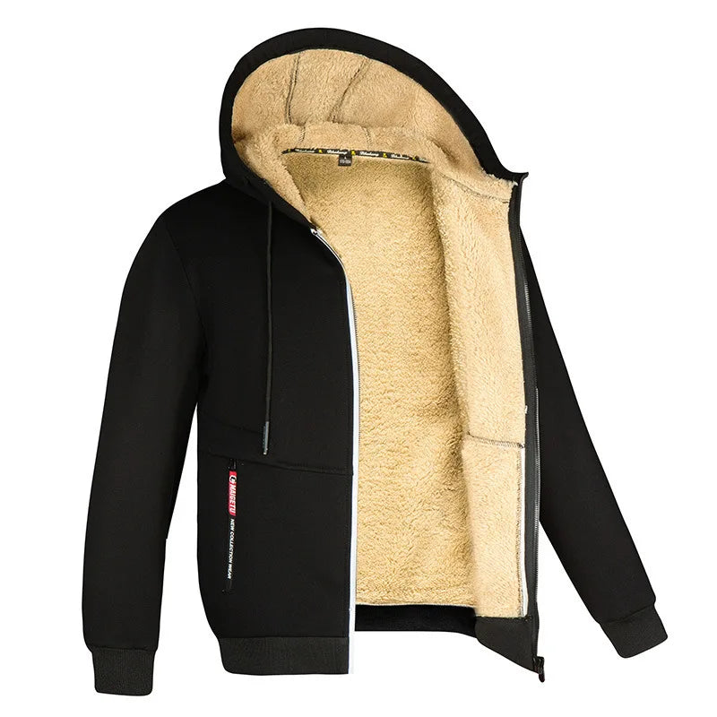 Derek – Sweat à Capuche Zippé Doublé Sherpa pour Homme