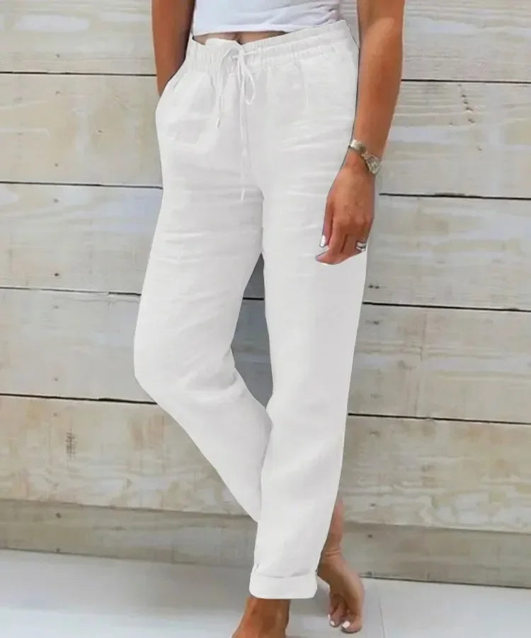 Jessie – Pantalon en Coton-Taille Haute d'Été pour Femmes