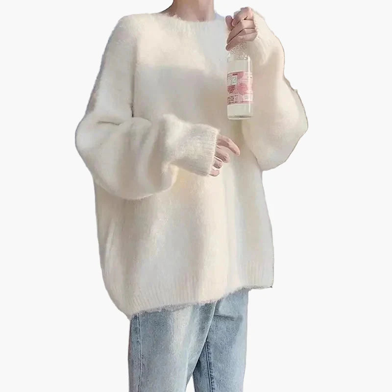 Pull décontracté femme style loose pour l’hiver, col rond, look minimaliste
