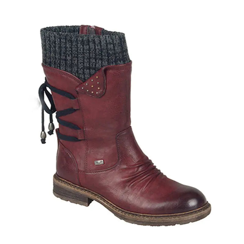 Anna – Bottines Rétro Tricotées pour Femmes avec Fermeture Éclair Latérale
