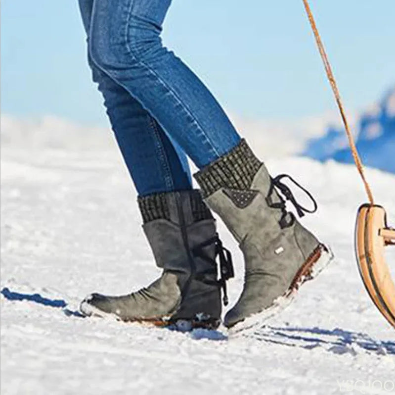 Anna – Bottines Rétro Tricotées pour Femmes avec Fermeture Éclair Latérale