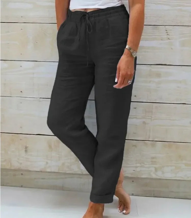 Jessie – Pantalon en Coton-Taille Haute d'Été pour Femmes
