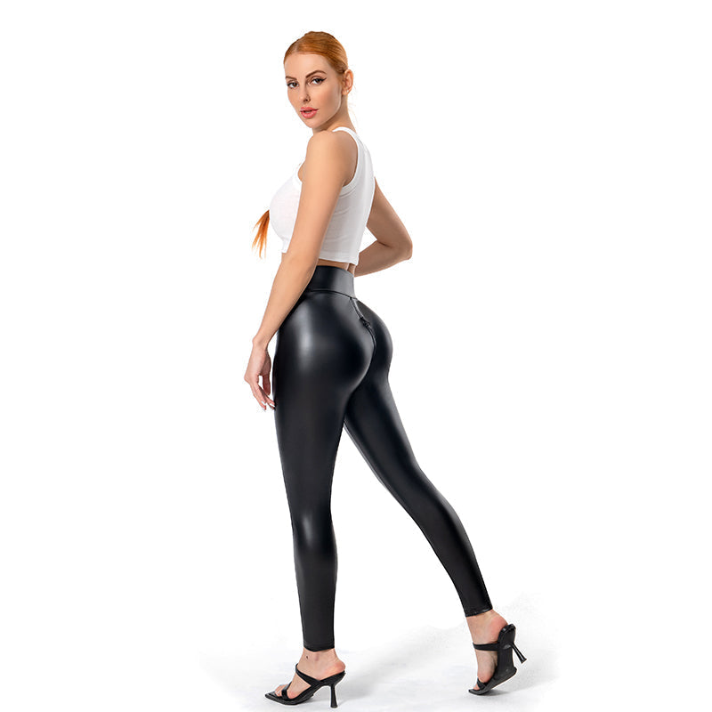 Janet – Pantalon en Mat avec Fermeture Éclair Arrière