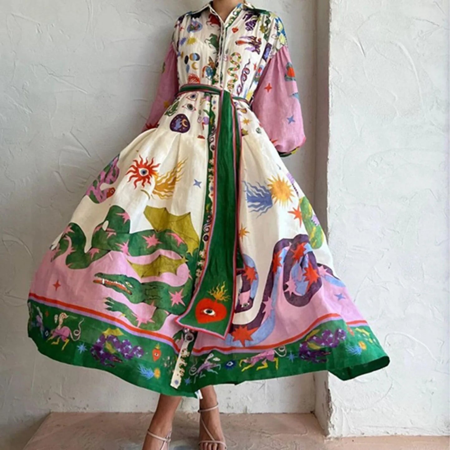 Julia – Robe Maxi Bohème à Boutons
