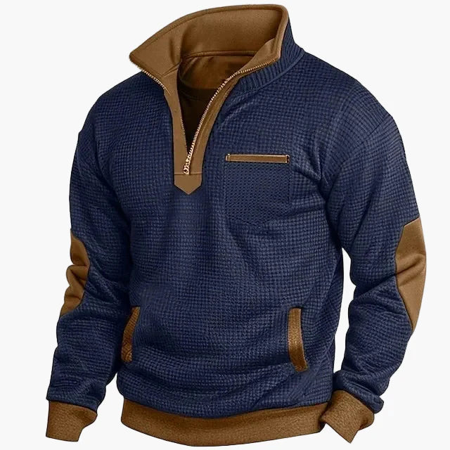 Sweat-shirt homme style rétro à col montant pour automne et hiver - Casual et tendance