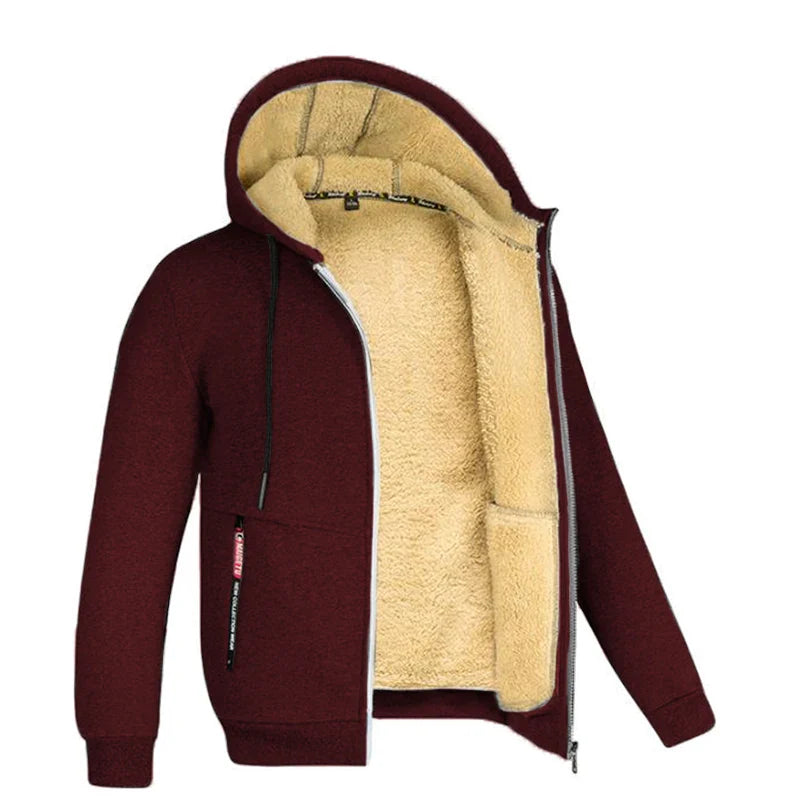 Derek – Sweat à Capuche Zippé Doublé Sherpa pour Homme