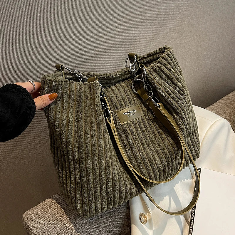 Kate – Sac à Main en Velours Côtelé pour Femmes