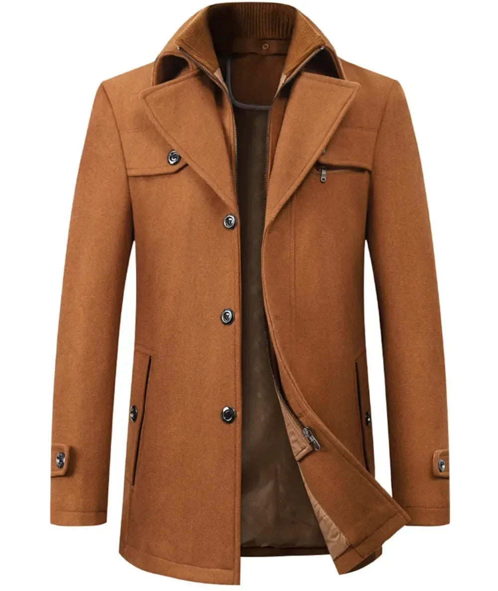 Giles – Manteau Homme en Laine Mélangée à Double Col