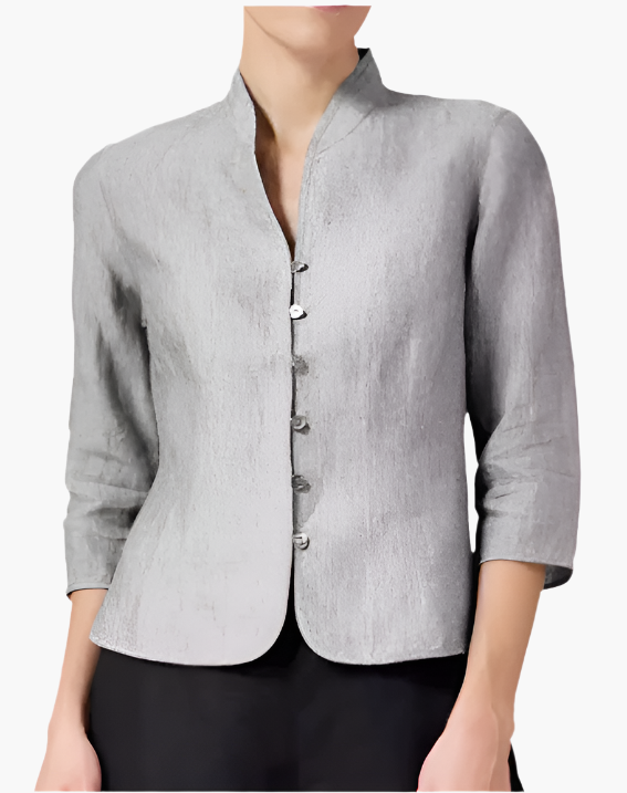 Veste Femme Élégante Style Mandarin Polyvalente pour Bureau et Occasions Formelles