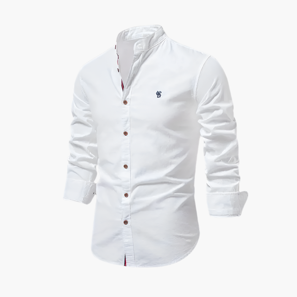 Chemise élégante à col mao pour homme, style moderne et polyvalent