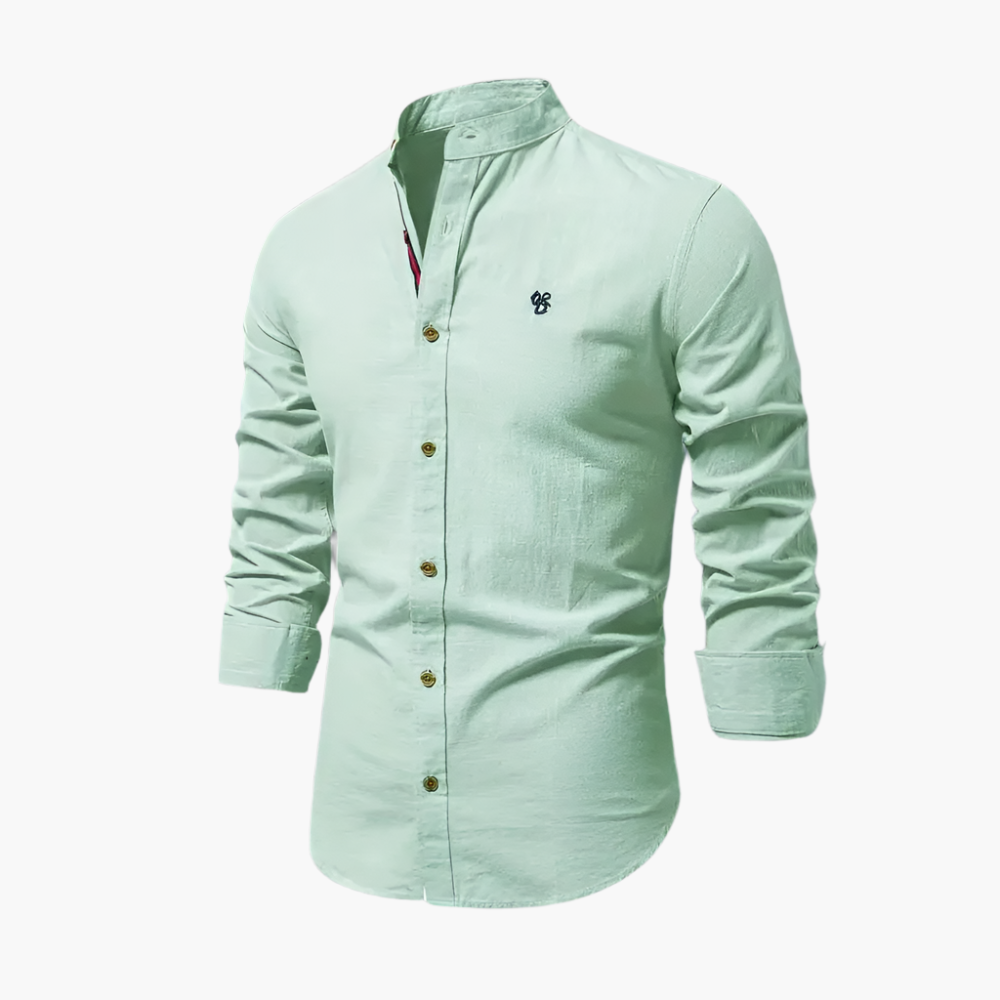 Chemise élégante à col mao pour homme, style moderne et polyvalent