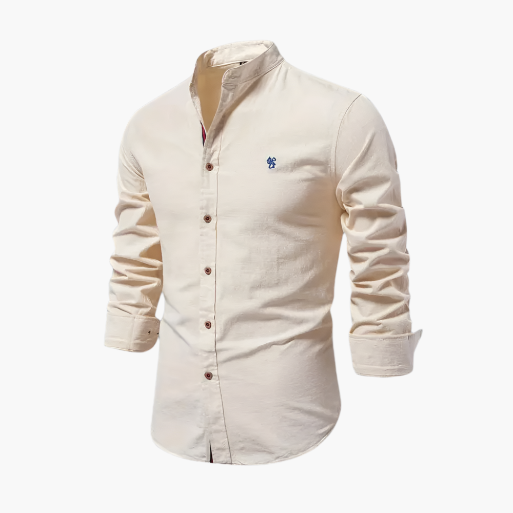 Chemise élégante à col mao pour homme, style moderne et polyvalent