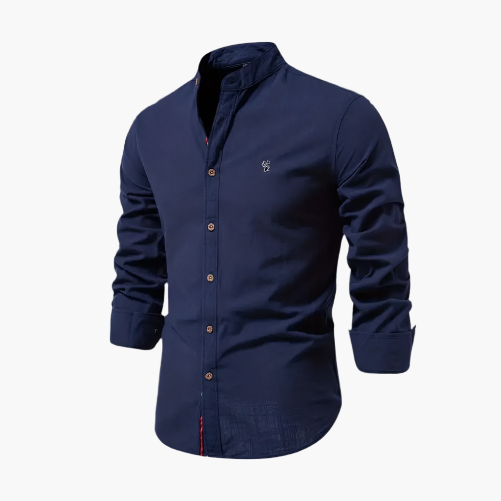 Chemise élégante à col mao pour homme, style moderne et polyvalent
