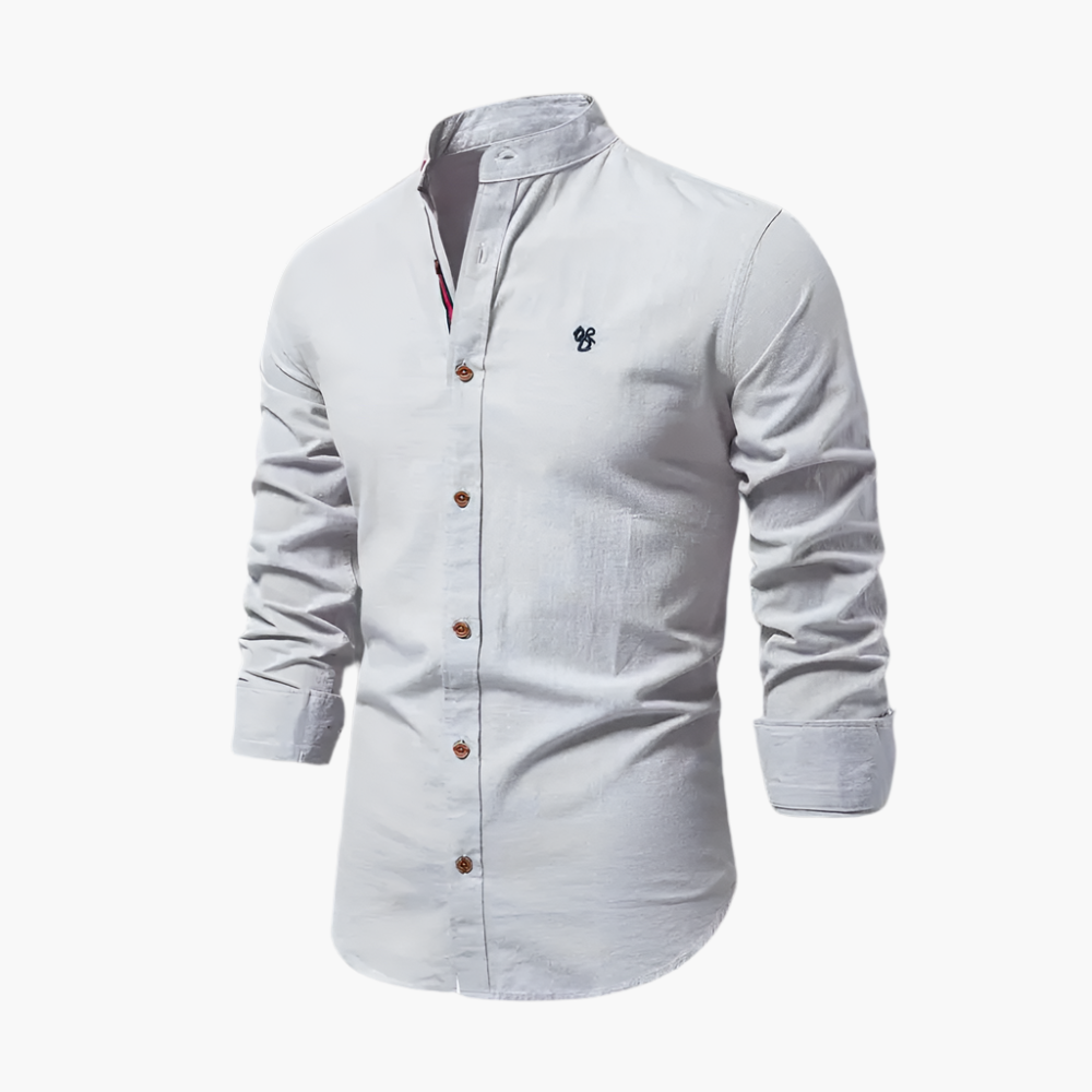 Chemise élégante à col mao pour homme, style moderne et polyvalent