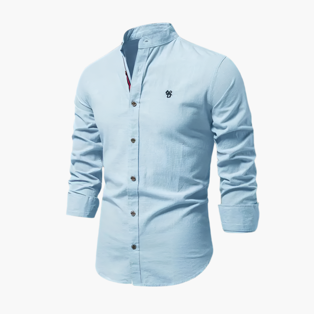 Chemise élégante à col mao pour homme, style moderne et polyvalent