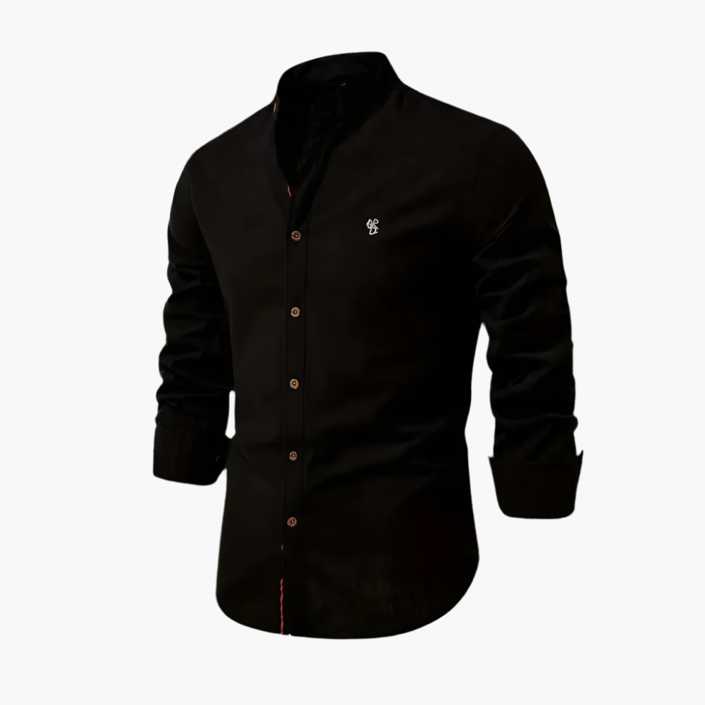 Chemise élégante à col mao pour homme, style moderne et polyvalent