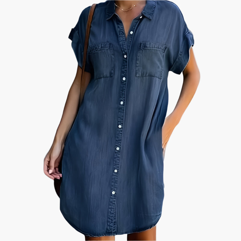 Robe Chemise Décontractée Femme Style Denim pour Look Casual et Élégant
