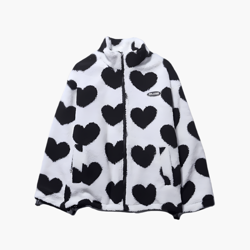 Veste Réversible Polaire Cœur à Capuche pour Femme - Style Décontracté Polyvalent