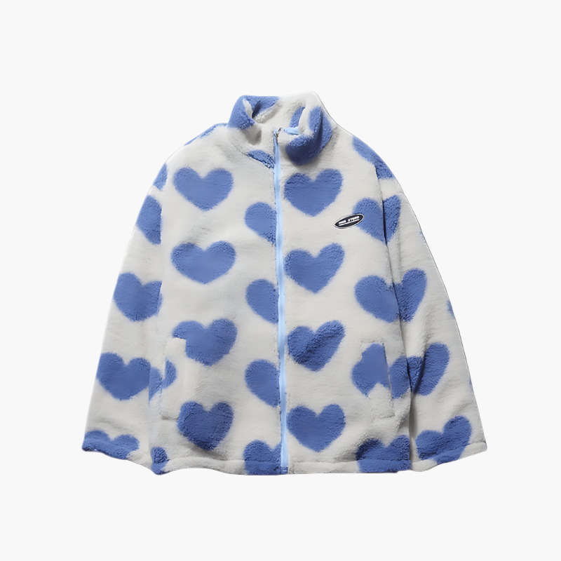 Veste Réversible Polaire Cœur à Capuche pour Femme - Style Décontracté Polyvalent