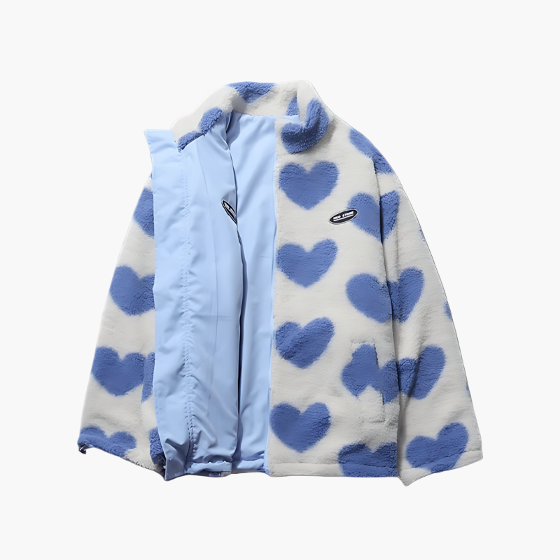 Veste Réversible Polaire Cœur à Capuche pour Femme - Style Décontracté Polyvalent