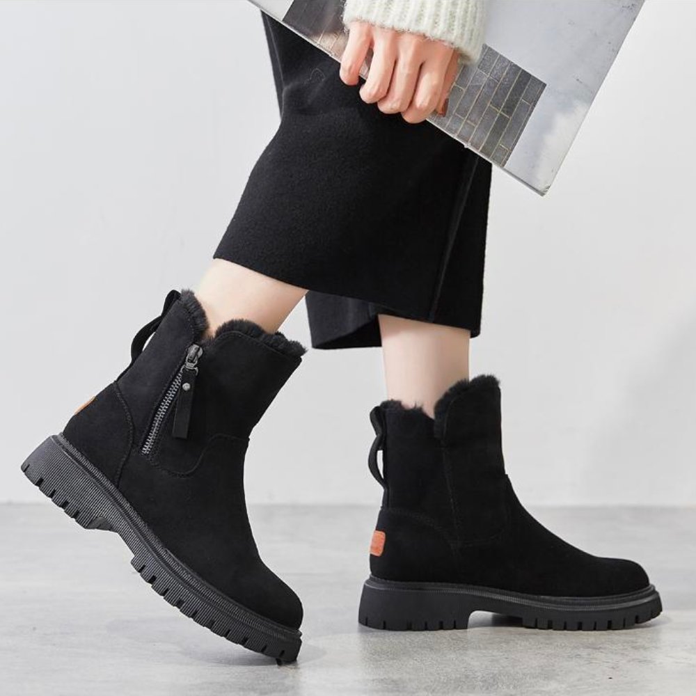 Bottes d'Hiver Femme Style Décontracté Antidérapantes à Doublure Chaude pour Temps Froid