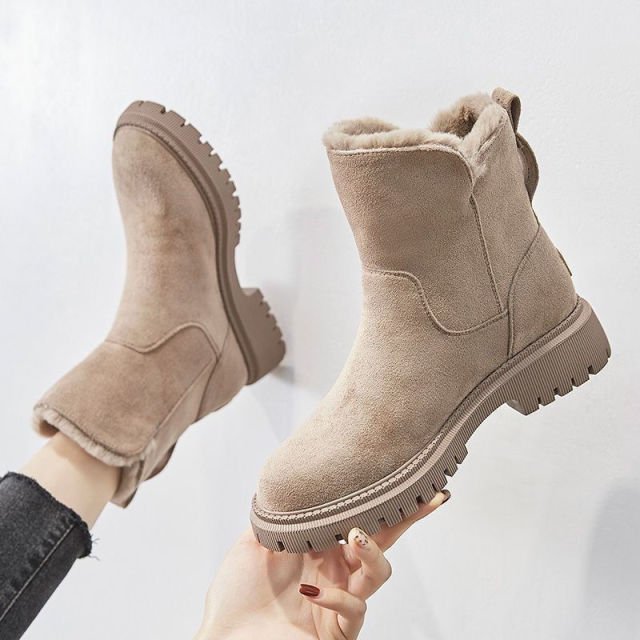 Bottes d'Hiver Femme Style Décontracté Antidérapantes à Doublure Chaude pour Temps Froid